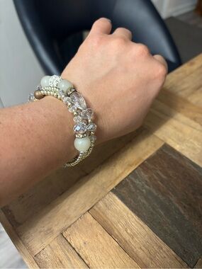 Elegant Multi-Layer Crystal & Bead Wrap Bracelet